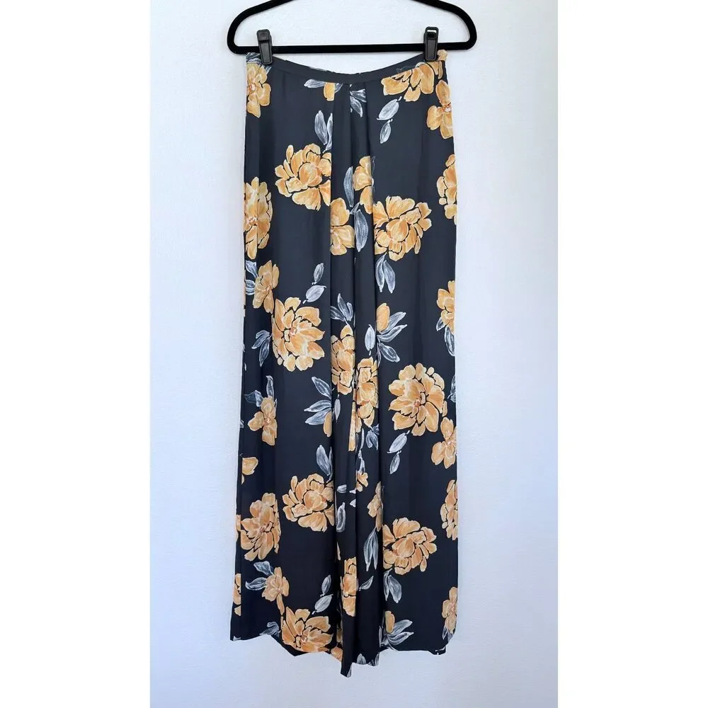 NWT Anthro Paper Crown Primrose Wide Leg Floral Pleated Pants in Blue & Yellow 8 - Picture 4 of 12